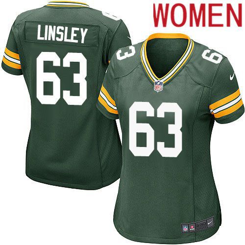 Women Green Bay Packers #63 Corey Linsley Green Nike Game NFL Jersey->women nfl jersey->Women Jersey